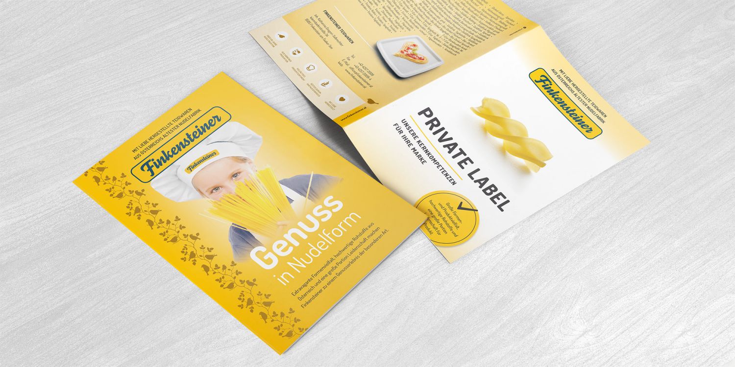 Folder für Finkensteiner Nudelfabrik: private label, Produktsortiment